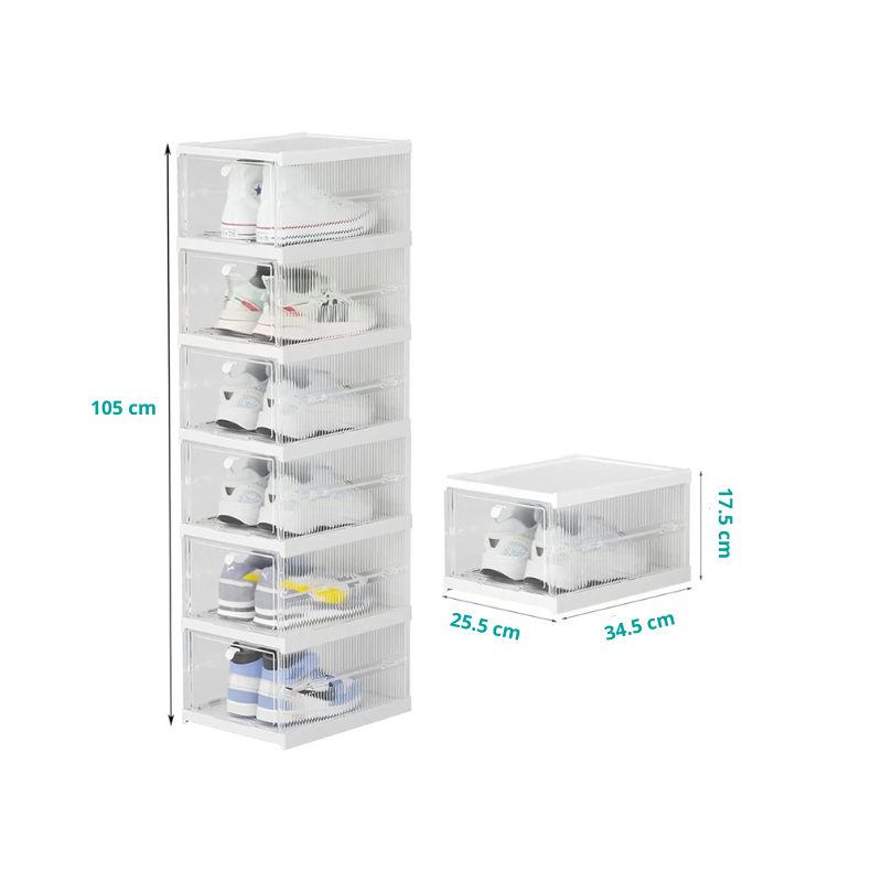 Zapatero Organizador Plegable De 6 Niveles Con Cajas Transparentes